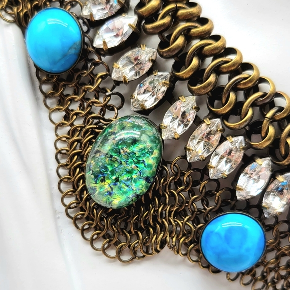 Dannijo Chainmail Mesh Statement Collar with Swarovski Crystals and Glass Stones - Picture 9 of 12